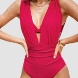 Costum de baie modelator de lux cu decolteu adânc în V