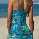 Fiesta | Set de tankini floral cu grafic care acoperă burtica