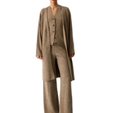 Cardigan lung din trei piese cu pantaloni casual