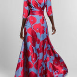 Barbara | Rochie maxi elegantă cu mâneci 3/4 în stil marin