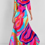 Barbara | Rochie maxi elegantă cu mâneci 3/4 în stil marin