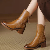 Valorine™ | Botine elegante din piele cu toc confortabil