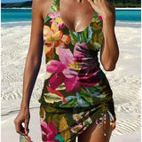 Fiesta | Set de tankini floral cu grafic care acoperă burtica