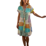 Fenella | Rochie cu decolteu în V, mânecă scurtă, până la genunchi