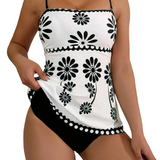 Margarita | Set tankini cu imprimeu de margarete care acoperă burtica