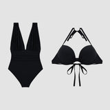 Costum de baie modelator de lux cu decolteu adânc în V