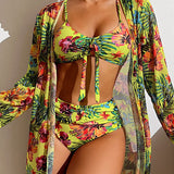 Glenda – Bikini cu fustă din flori