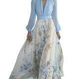 Weronika | Rochie maxi impresionantă cu imprimeu floral și decolteu în V