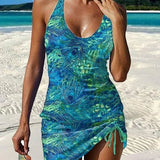 Fiesta | Set de tankini floral cu grafic care acoperă burtica