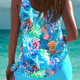 Trudy | Conjunto de tankini marin cu control de burtă