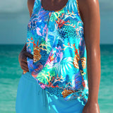 Trudy | Conjunto de tankini marin cu control de burtă
