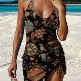 Fiesta | Set de tankini floral cu grafic care acoperă burtica
