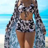 Luna® – Set de bikini din 3 piese cu imprimeu