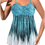 Perla | Set de costum de baie cu imprimeu de sirenă care acoperă burtica