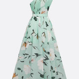 Anna | Rochie Maxi Florală Verde Deschis cu Un Umăr