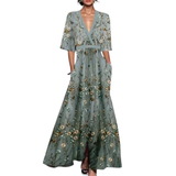 Noelle | Rochie de Primăvară Florală cu Decolteu în V
