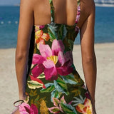 Fiesta | Set de tankini floral cu grafic care acoperă burtica