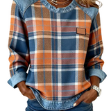 Erica – Hanorac din flanel pentru femei cu detalii din denim