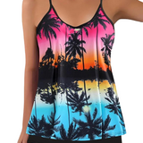 La Habana | Set de tankini cu imprimeu tropical și pantaloni scurți de baie