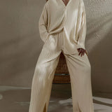 Set de pantaloni din două piese cu buzunare plisate, oversized