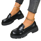 Mocasi femeie cu design ortopedic și toc din satin