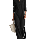 Andreea - Rochie Maxi Casual cu Guler cu Nasturi