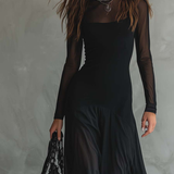 Mădălina - Rochie Maxi Loose-fit din Tulle Negru