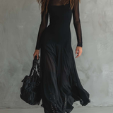Mădălina - Rochie Maxi Loose-fit din Tulle Negru