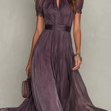 Agnieszka | Rochie maxi din șifon elegantă, stil vintage