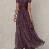 Agnieszka | Rochie maxi din șifon elegantă, stil vintage