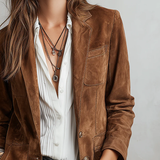 Viola – Jachetă vintage din suede cu cusături contrastante