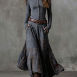 Oana - Rochie maxi din velur cu curea