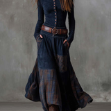 Oana - Rochie maxi din velur cu curea