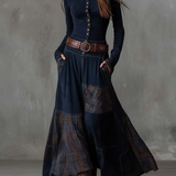 Oana - Rochie maxi din velur cu curea