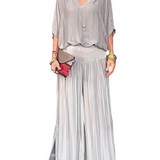 ESMERALDA – SET DIN DOUĂ PIESE CU PANTALONI LARGI DIN CHIFFON ELEGANT