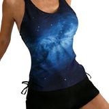 Celeste | Set de tankini cu imprimeu de galaxii care acoperă burtica