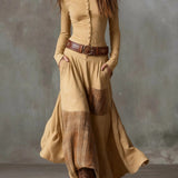 Oana - Rochie maxi din velur cu curea