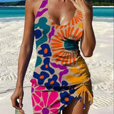 Fiesta | Set de tankini floral cu grafic care acoperă burtica
