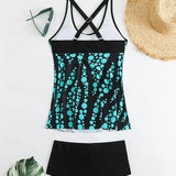 Jade | Set de tankini cu imprimeu de bule care acoperă burtica